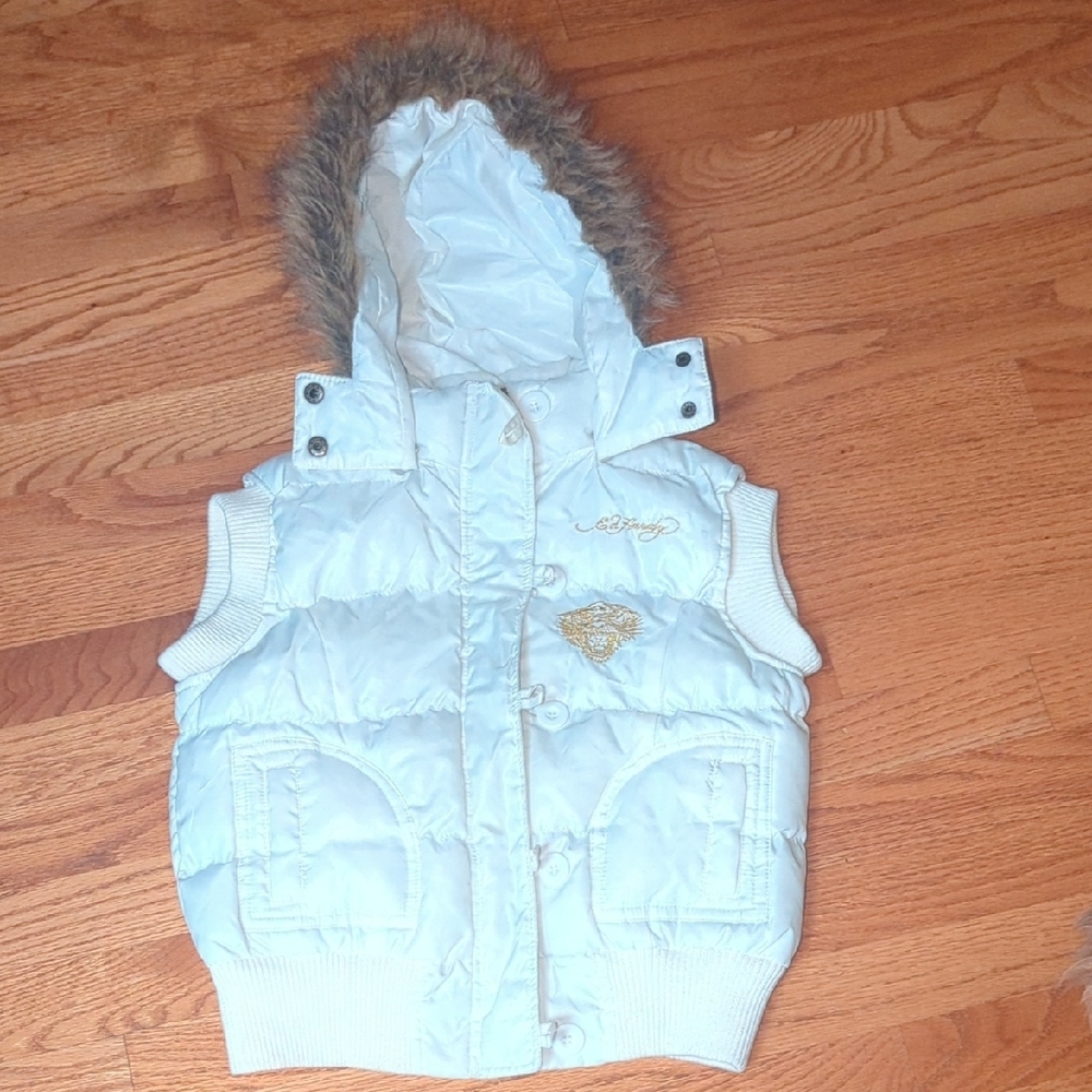 Ed Hardy Detachable Hood Puffer Vest